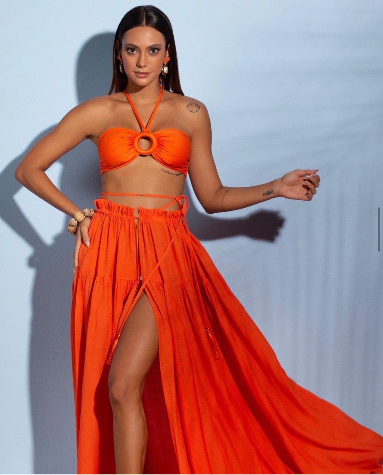 Falda Con Cintura Tangerine