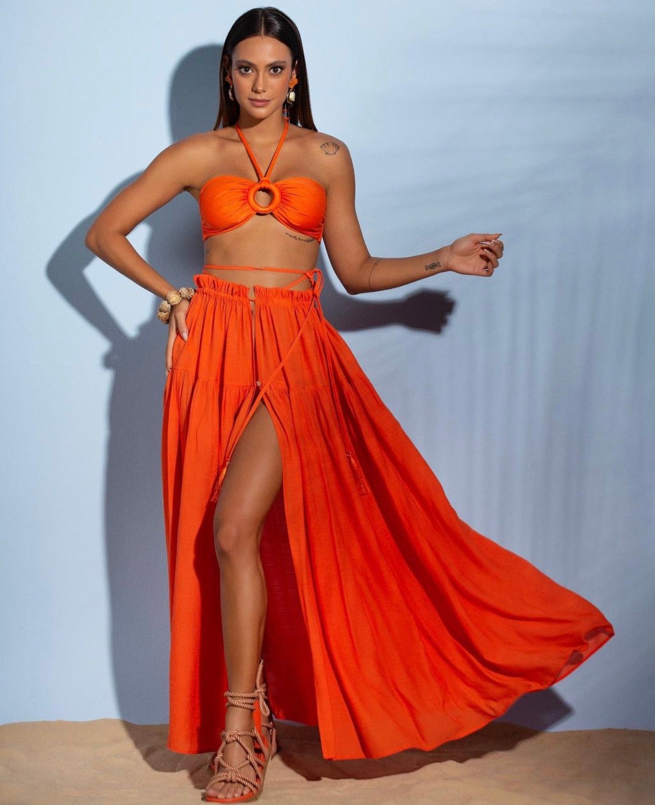 Falda Con Cintura Tangerine